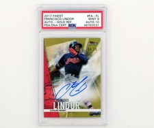 Francisco Lindor 2017 Finest Autograph Series Gold Refractor /50 PSA/DNA 9/10