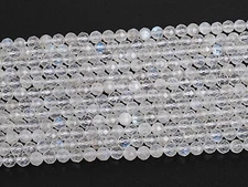 4MM Genuine Natural Transparent Moonstone Beads Grade Round Faceted Loose Beads