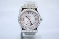 CHOPARD HAPPY SPORT ll ROUND AUTO STAINLESS DIAMOND ENCRUSTED WATCH 278559-3002 4