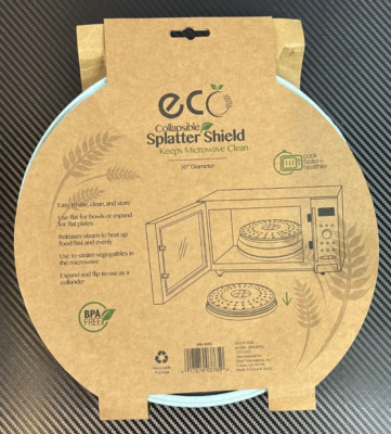 ECO Collapsible Splatter Shield Keeps Microwave Clean 10'' Diameter BPA Free