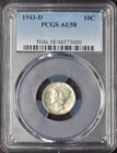 1943-D Mercury Silver Dime - PCGS AU58 - ✪COINGIANTS✪