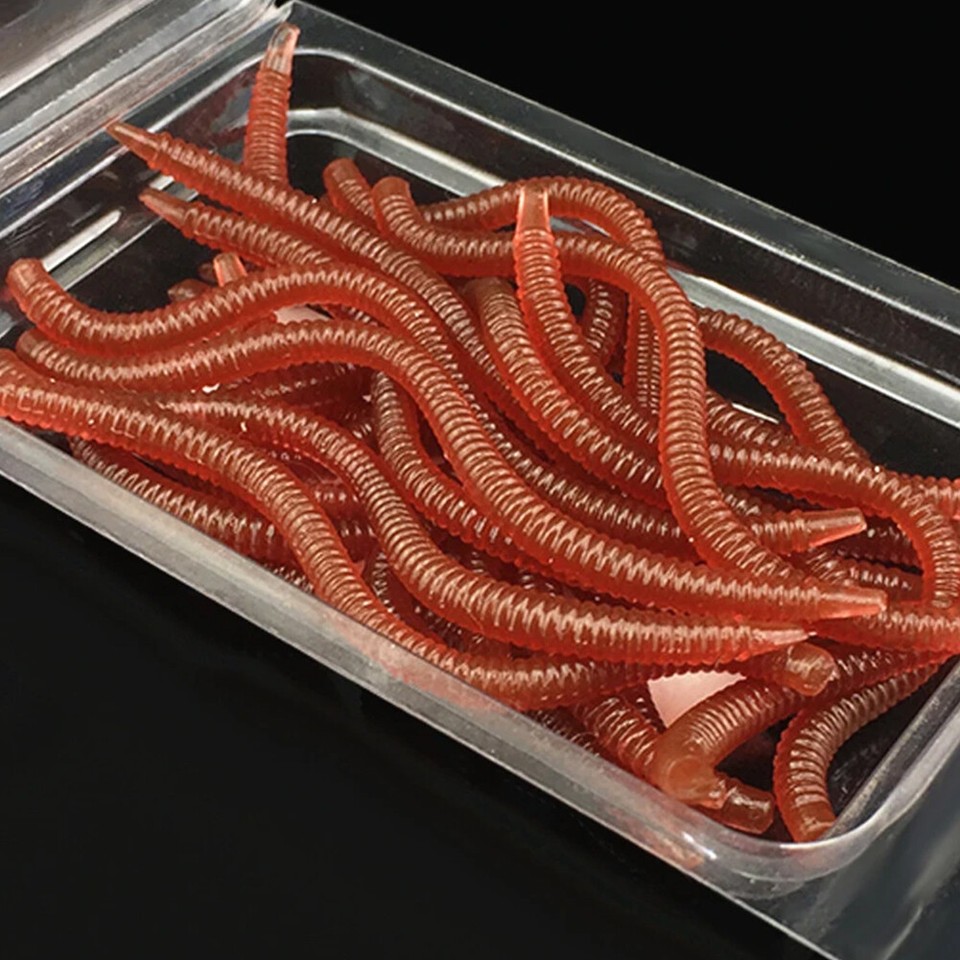 20Pcs Earthworm Bait 8cm Soft Worms Stickbaits for Fresh Water Fishing