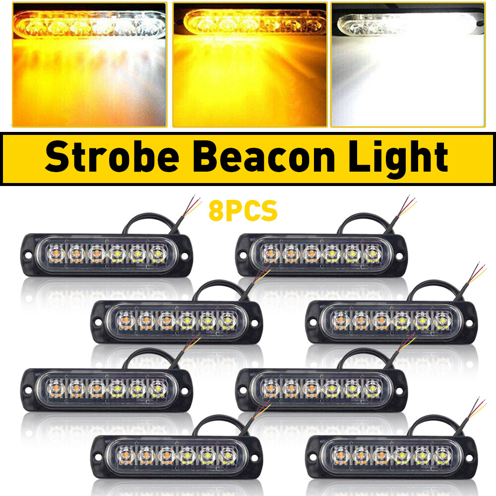 Amber & White LED Strobe Light Bars With Switch, Waterproof 8-In-1 LED - Foto 6