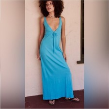 Free People Beach Essential Tank Midi Dress in Tropical Blue Size Small