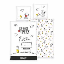 Peanuts Bettwäsche Best Friends Forever Snoopy Woodstock Baumwolle 135 x 200 cm