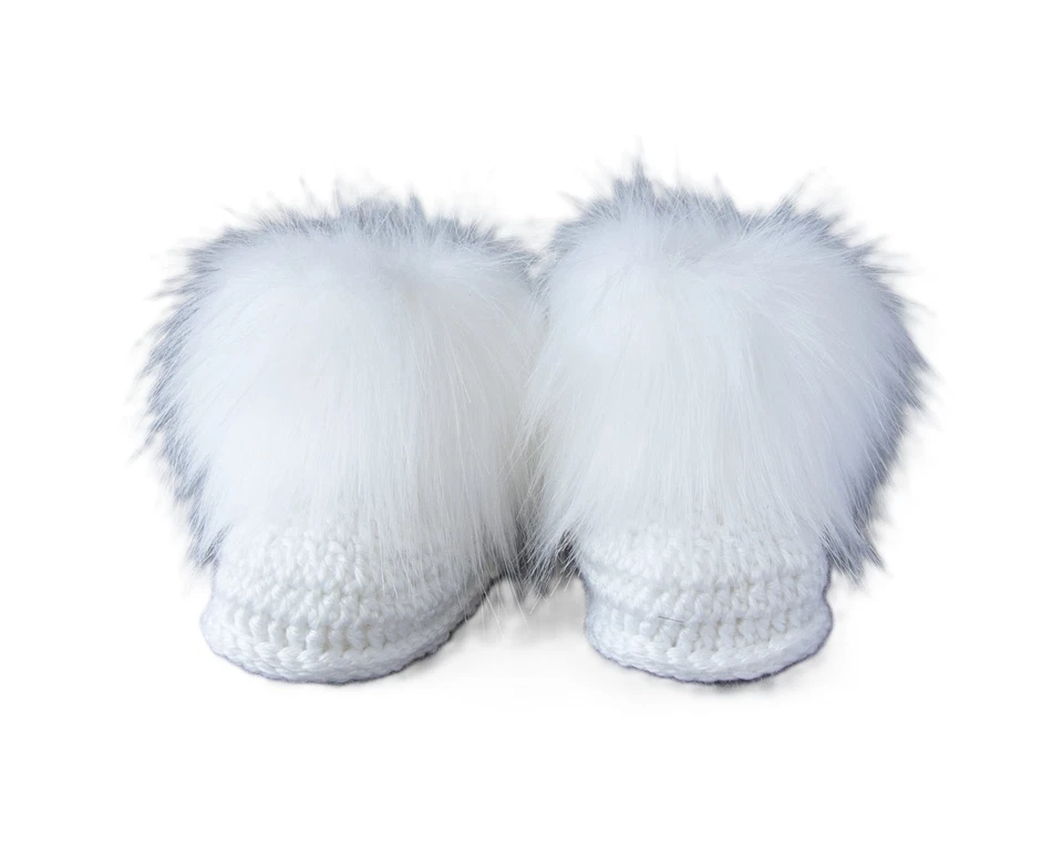 Botines de bebé unisex de piel sintética blanca, zapatos para recién nacido, botines de ganchillo Foto 3 de 4