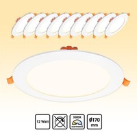10X 12W Led Panel Rund Einbaustrahler Einbauspot Warmweiß Ø170Mm AC230V Weiß