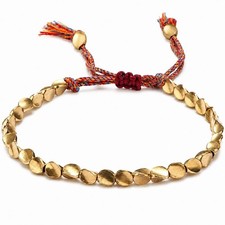 Handmade Tibetan Copper Bead Bracelet - Adjustable Buddhist Prayer Beads
