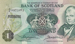 Banco de Escocia 1972 1 libra £1 Emisión anterior/fecha "C" ((aUNC))