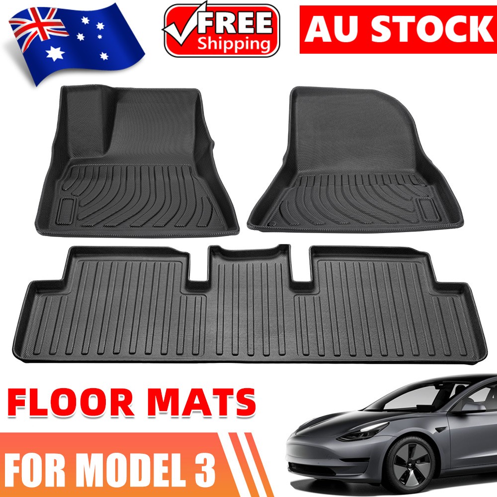 For Tesla Model 3 Floor Mats Anti-Slip Front Rear Pad 2 Row Rubber Car Carpets