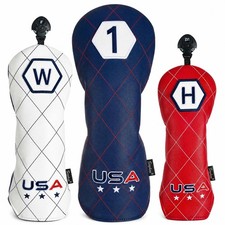 USA Golf Headcovers Set, Driver Head Covers Fairway Wood Headcover Hybrid Hea...