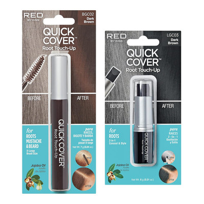 Gray Hair Root Touch Up Dark Brown Brush & Stick Set Temporary Coverage
