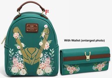 Loungefly Marvel Loki Helmet Floral Mini Backpack and Wallet Exclusive