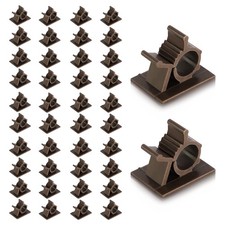 50 Brown Clips Self Adhesive Backed Nylon Wire Adjustable Cable Clips Adhesiv...