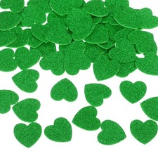 60Pcs Glitter Foam Stickers 1" Self-Adhesive Heart-Shape Stickers Green