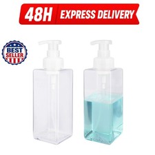 Foaming Soap Dispenser 22oz Refillable Pump Bottle 2 Pack Clear Plastic