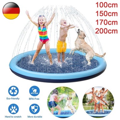 Kinder Splash Pad Wasser Spielmatte Planschbecken Hund Sprinkler Matte 100-200cm