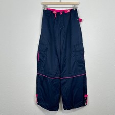 90s Y2K Buggirl Rave Skater Pants Size Large Blue Techwear Cyber Cargo Nylon
