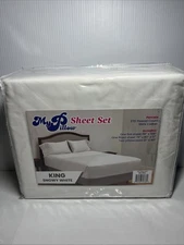 MyPillow 100% Cotton Percale Bed Sheets 270 Thread Count Snowy White King NEW
