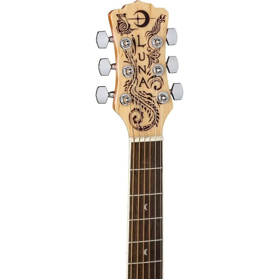 Luna Guitars Henna Dragon 6 String Spruce Acoustic/Electric Guitar(HEN DRA SPR) - Image 4 of 4