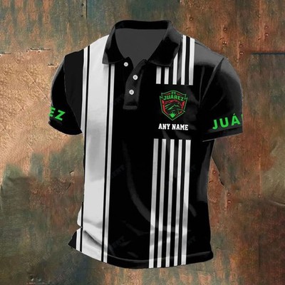 LIGA MX FC Juarez Personalized Name Stripped Polo Shirt Mexico Soccer