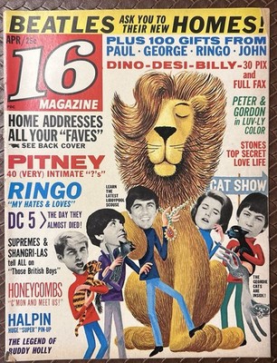 1965 16 Magazine April Beatles British Invasion Pop Music Celebrities