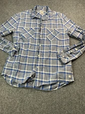 Quiksilver Shirt Mens Large Blue Plaid Long Sleeve Button Up Casual
