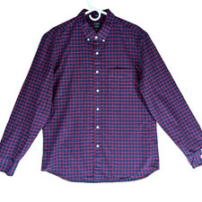 J.Crew Flex Oxford Men Size L Check Slim Fit Cotton Long Sleeve Casual Shirt