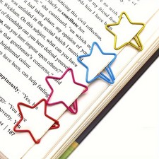 30 Star-Shaped Paper Clips Multicolour Metal Office Supplies UK 🇬🇧