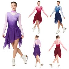 US Women Dress Rhinestone Leotard Stretchy Fabric Bodysuit Lightweight Dancewear