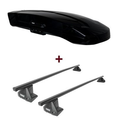 Dachbox Thule Vector M + Dachträger Thule SquareBar für VW Polo Fliessheck 9N