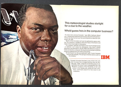 1968 IBM Nathaniel Woodrick Meteorologist Computer 2 Page Color Vintage Print Ad