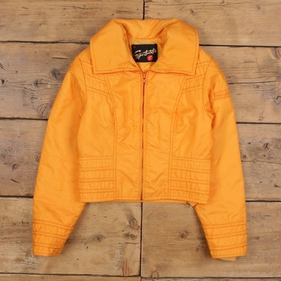 Vintage Sportcaster Wattierte Jacke S 80er Cropped Orange Damen