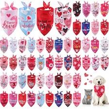 50 Pcs Valentine's Day Dog Bandana Bulk with Sayings Pet Triangle Scarf Bibs