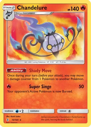 Chandelure 13/145 Holo Holo Rare Guardians Rising Pokemon NM