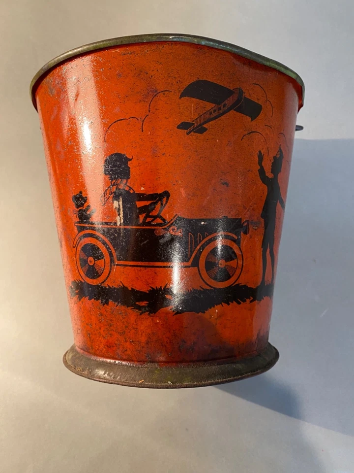 ANCIEN SEAU DE PLAGE EN TÔLE JOUET ANCIEN ART DÉCO - Photo 4/4