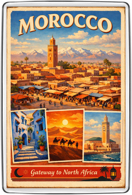 Marokko Marrakesch Markt Wüste Kühlschrankmagnet Reise Souvenir Geschenk Atlas Medina