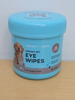 Uproot Clean Pet Eye Wipes for Dogs & Cats   100 Pads Hypoallergenic Gentle