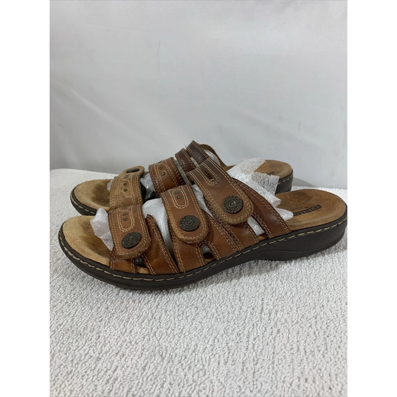 Sandali Clarks Leisa Cacti slip on slide donna 9 5 pelle marrone