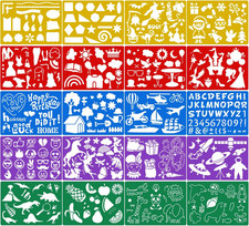 20Pack Color Drawing Templates for Kids, Plastic Painting Letter Number Stencils