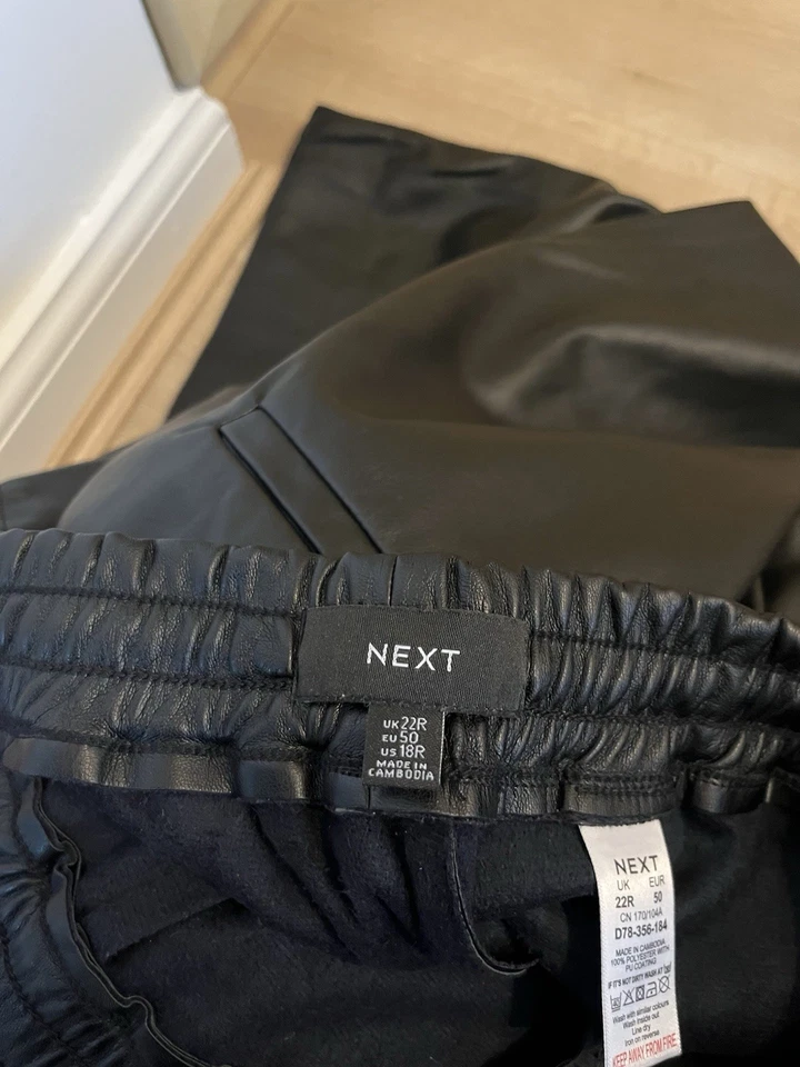 Faux Leather Trousers Elasticated Pull On Size 22 Regular Next - Image 2 of 4