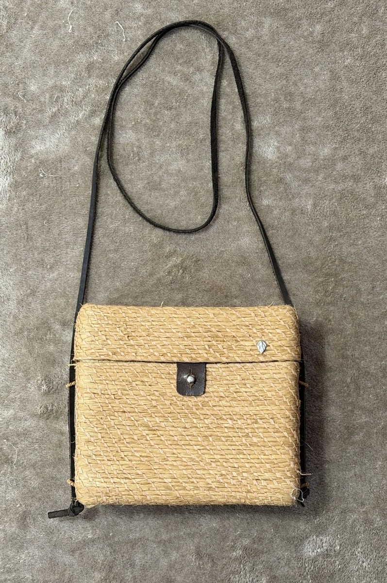 Helen Kaminski Natural Raffia Crossbody Square Bag Straw Woven