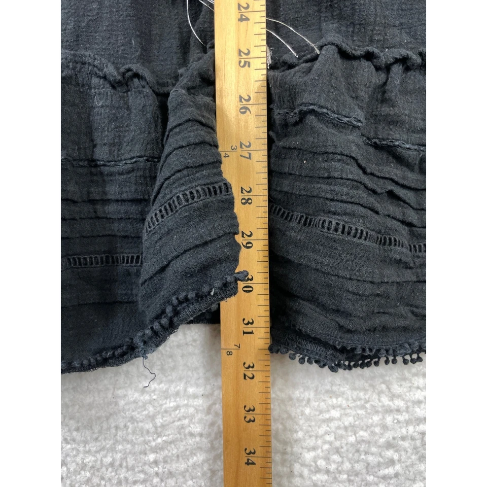 Mini Vestido Veronica Barba Volantes en Niveles Mujer S Negro Algodón Botón Borla Frontal Foto 4 de 4