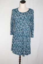 Fat Face Tunic Dress Blue Pockets Midi Long Sleeve Size 10R Pullover Lagenlook