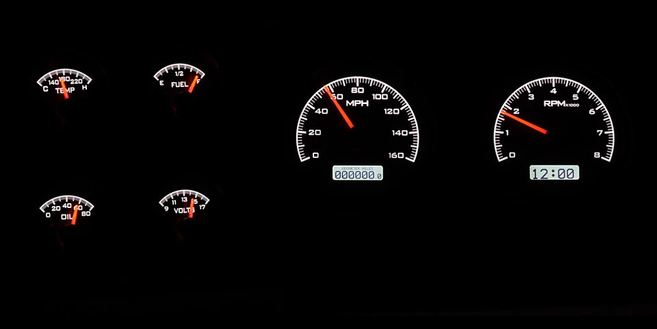 Dakota Digital VHX Calibre Analógico Aleación Negra con Iluminación Blanca para Blazer C10 C15 Foto 3 de 4