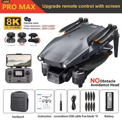 HOT-4K Professional HD Dual Camera New L600 PRO MAX GPS Drone 5KM 3-Axis Gimbal 