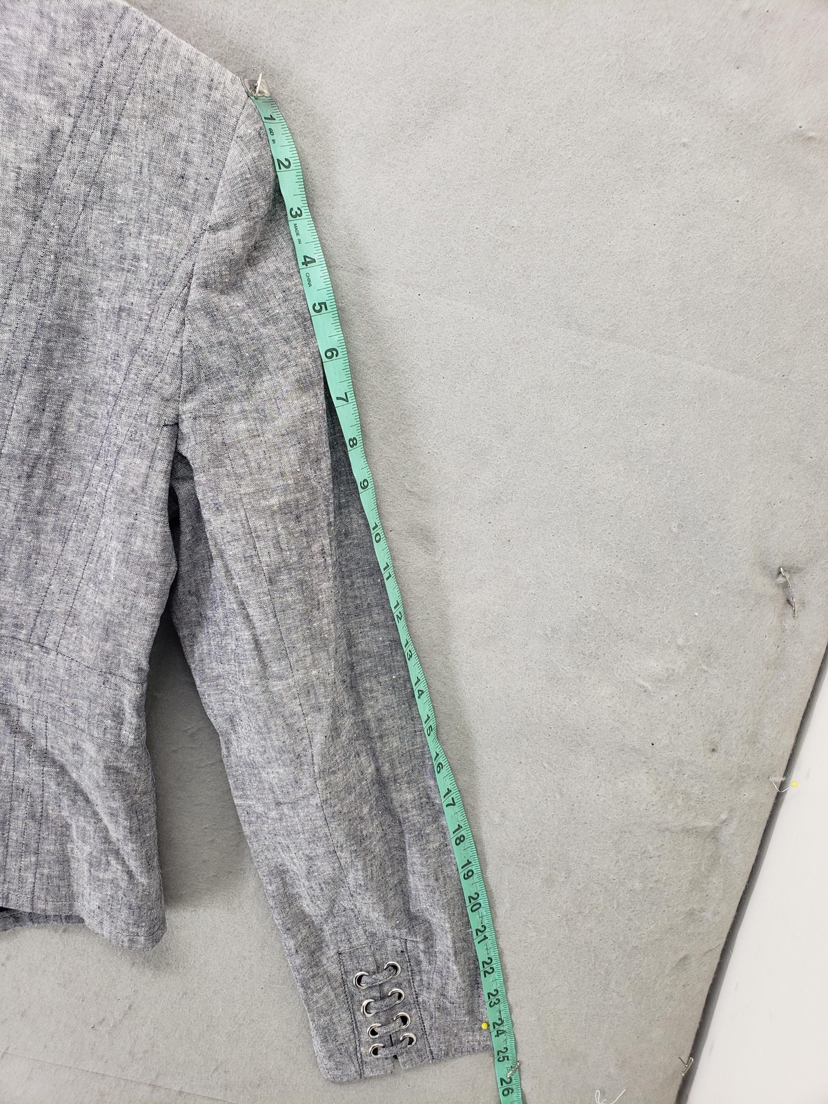 7th Avenue Blazer Womens 4 Gray Linen Blend Two Button Fitted Suit Jacket Career