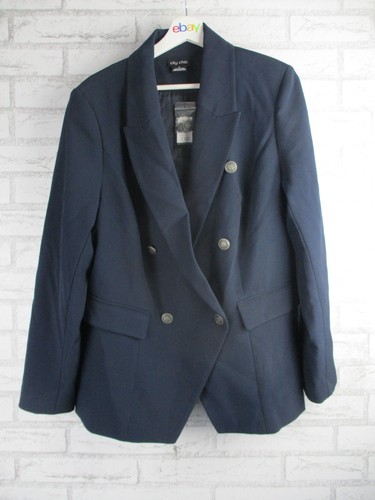City Chic womens jacket blazer navy blue S, 16 new button front