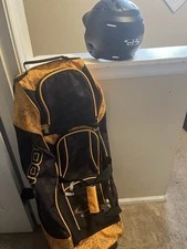 Boombah Rolling Beast Bag (Gold/Black) and Helmet (Black) Used Very Good Cond.