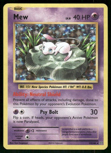 Mew 53/108 Holo Rare Evolutions Pokemon Near Mint
